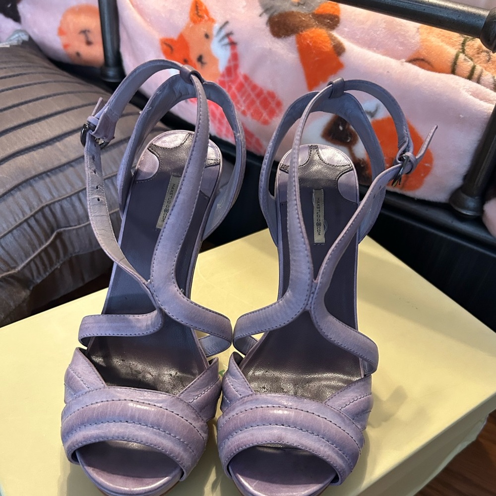 MaxStudio Bella Size 6M Leather Sandal in Lavender